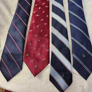 Bundle Of 4 Classic Vintage Ties 1980's In Shades Of Blue